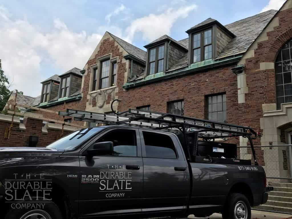 wittenberg university with grey durable slate truck parked in front
