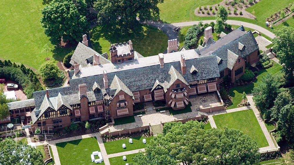 stan hywet manor as seen from above, footage taken via drone