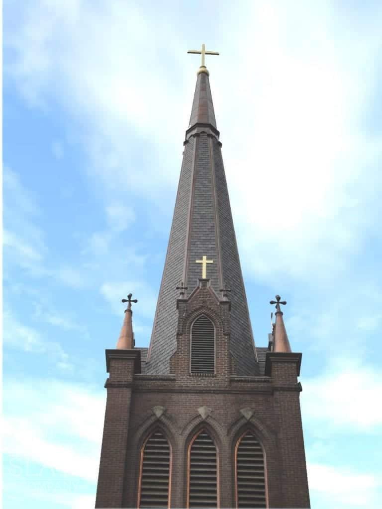 custom fabricated all new copper flashings and gold leaf crosses