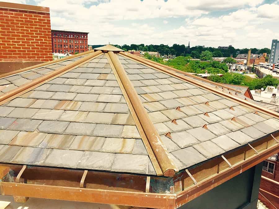 the ivy hotel new peach bottom slate roof, copper ridge, and copper gutters