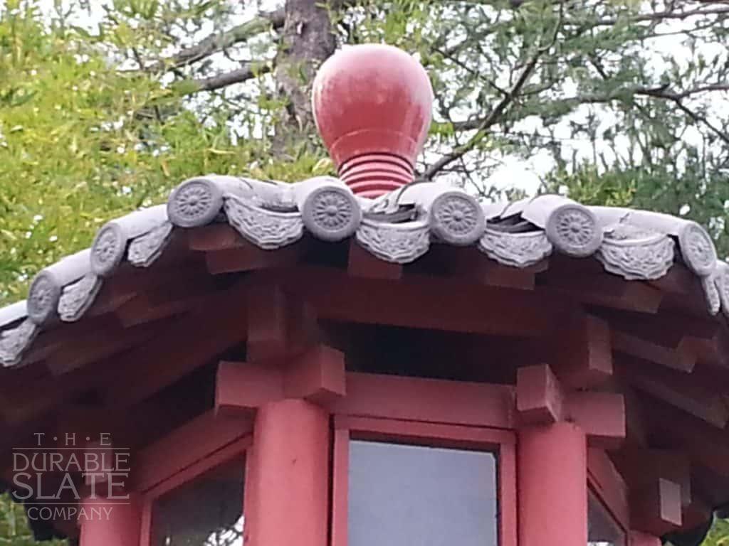 chinese antique clay roofing tile on a pagoda in new jersey