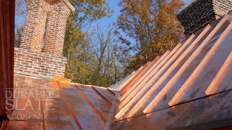 a new standing seam copper with nearby chimney