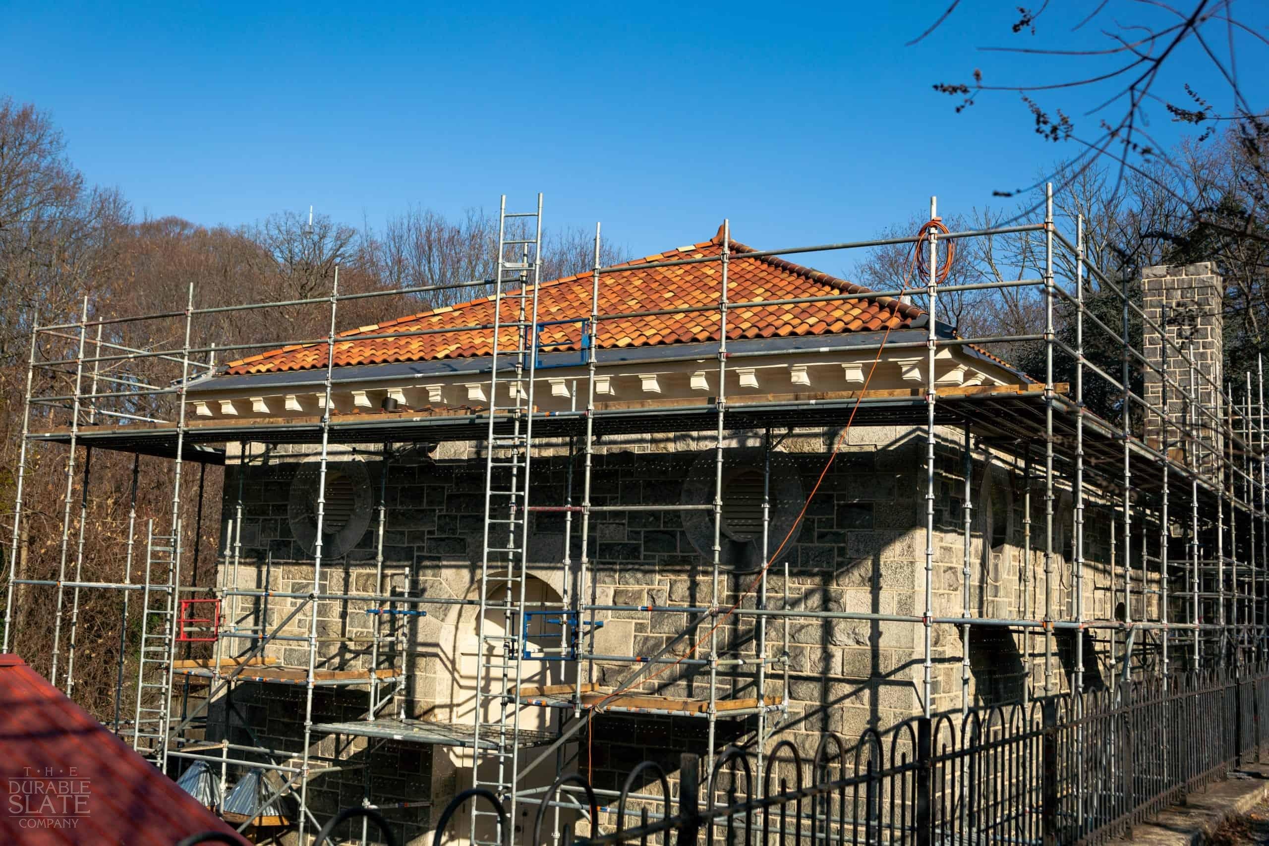 Maryland Zoo, Baltimore, MD with scaffold and blue sky in the background