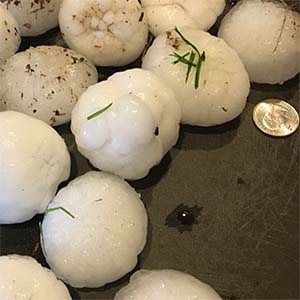 large pieces of hail that can damage a slate roof