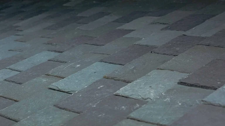 a close up of a slate roof